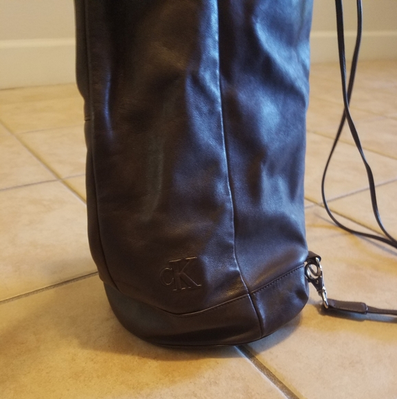 CK Calvin Klein brown Real leather duffle bucket backpack bag - Picture 13 of 14